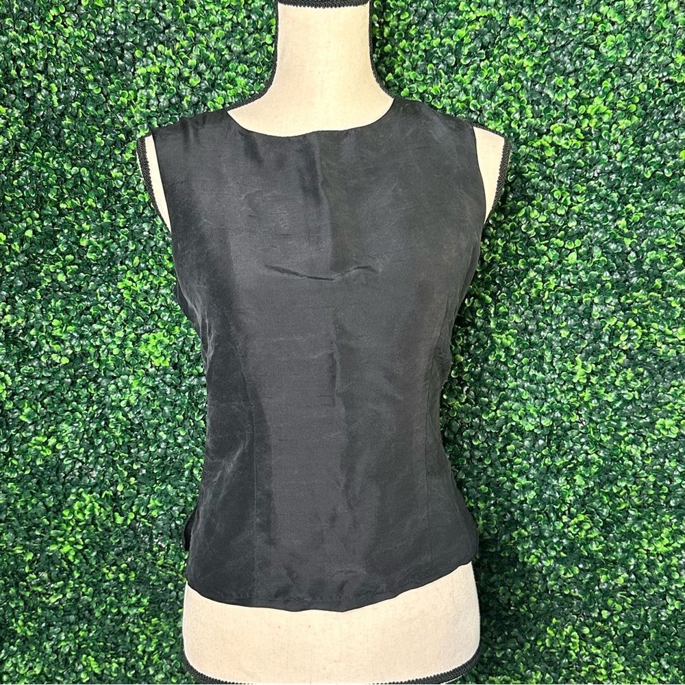 100% Silk Black Palm Beach Top CJ Laing Sz 6